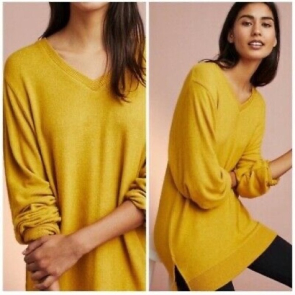 Anthropologie Hacci Brushed Tunic Sweater in Yellow, Size XS